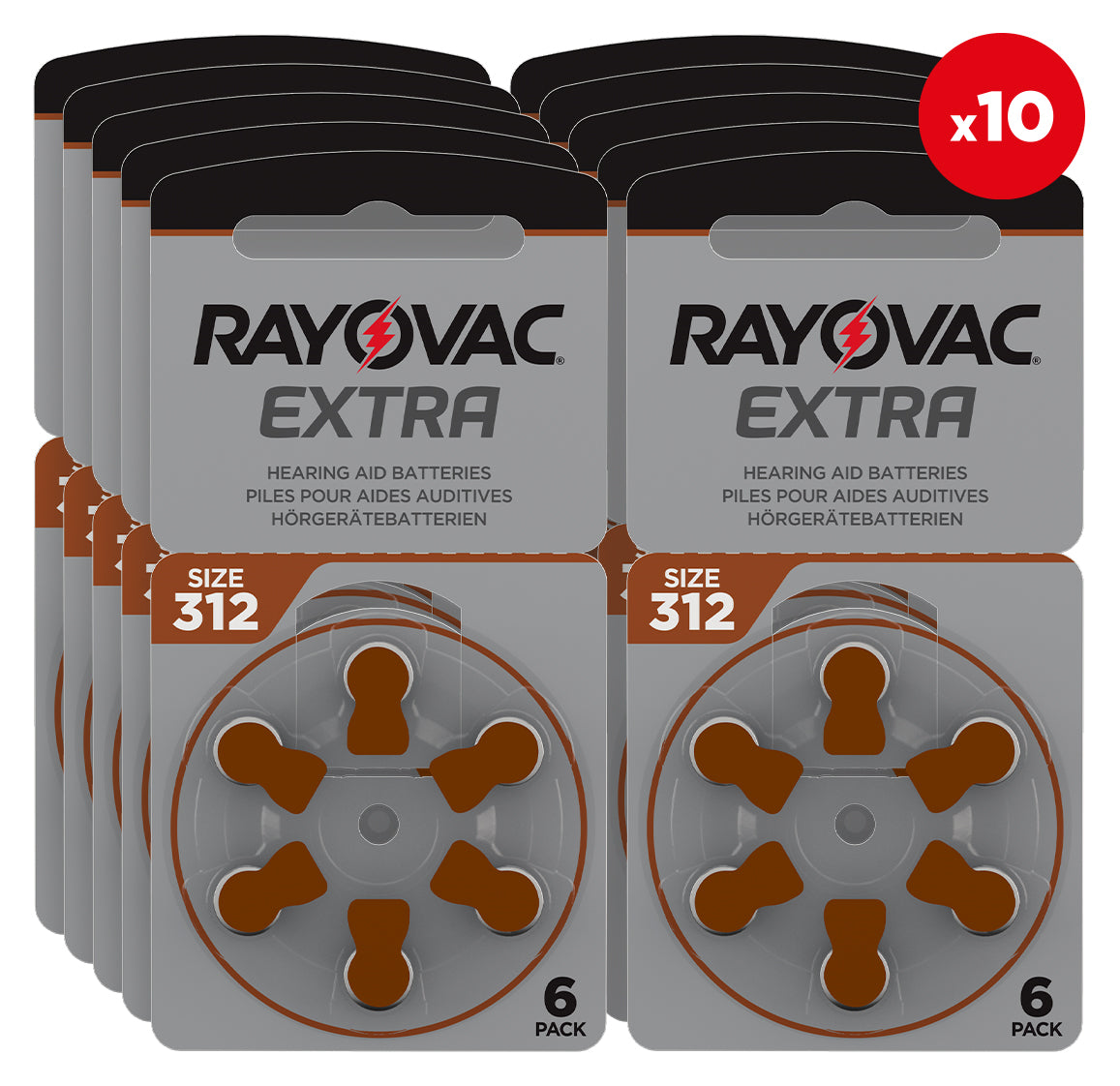 RAYOVAC Extra - Size 312 - Box of 10 cards (60 batteries)