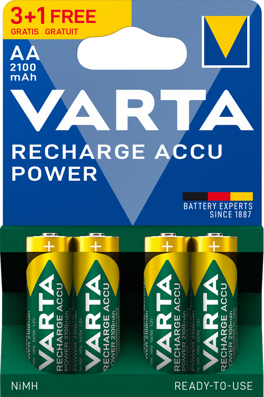 VARTA - Rechargeable - 3+1 Free AA 2100mAh