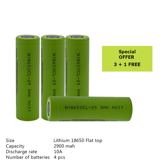 BAK 18650CL 2900mah - 10A (3+1 FREE)