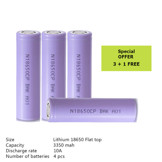 BAK 18650CP 3350mah - 10A (3+1 FREE)