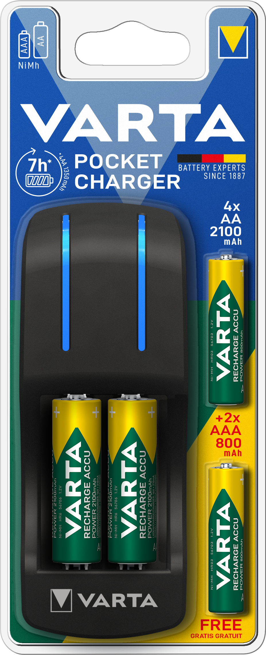 VARTA - Pocket Charger +2 AAA 800 +4 AA 2100