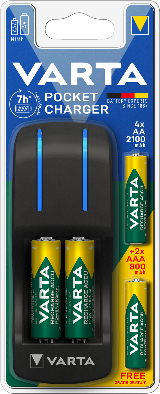 VARTA - Pocket Charger +2 AAA 800 +4 AA 2100