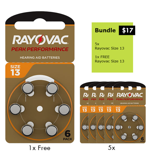 Rayovac - Hearing Aid Battery Size 13 Offer (5+1 free)