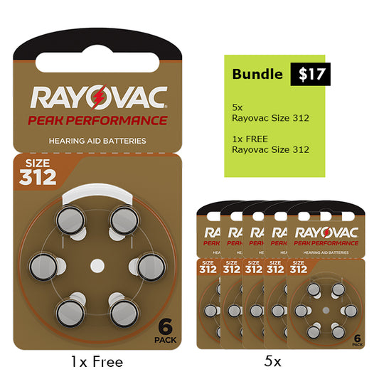 Rayovac - Hearing Aid Battery Size 312 Offer (5+1 free)